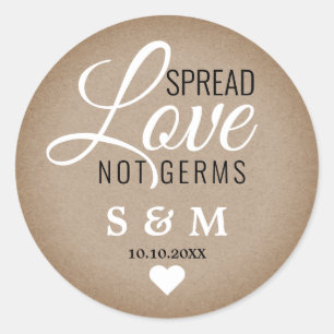 Sticker Rond Monogramme du Mariage de nettoyage à la main Kraft