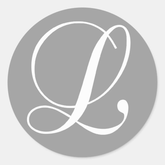 STICKER ROND MONOGRAMME DU SCRIPT BLANC GRAY INITIAL L MARIAGE (Devant)