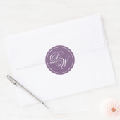 Sticker Rond Monogramme Dusty Purple 2 Initiales Calligraphie b (Enveloppe)