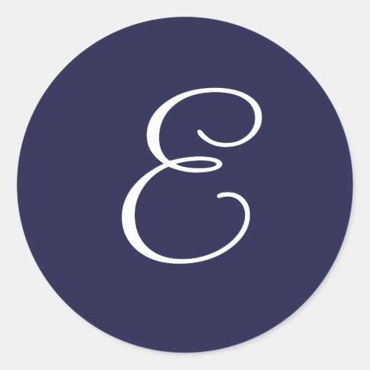 Sticker Rond Monogramme E, blanc sur bleu marine, (Devant)