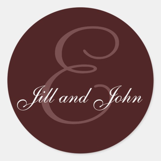 Sticker Rond Monogramme E et noms Sceau Chocolat brun (Devant)