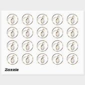 Sticker Rond Monogramme E Faux Bronze (Feuille)