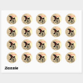 Sticker Rond Monogramme E Halloween Sky Witch Spiders Nom (Feuille)