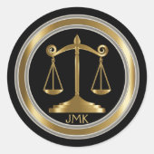 Sticker Rond Monogramme Échelles de justice - Or - Avocat (Devant)
