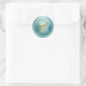 Sticker Rond Monogramme écriture or INITIALES ToutES Bleu doux (Sac)