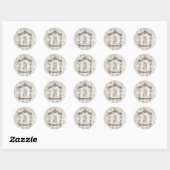 Sticker Rond Monogramme, Effet Marbre. (Feuille)