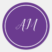 Sticker Rond Monogramme élégant blanc violet  (Devant)