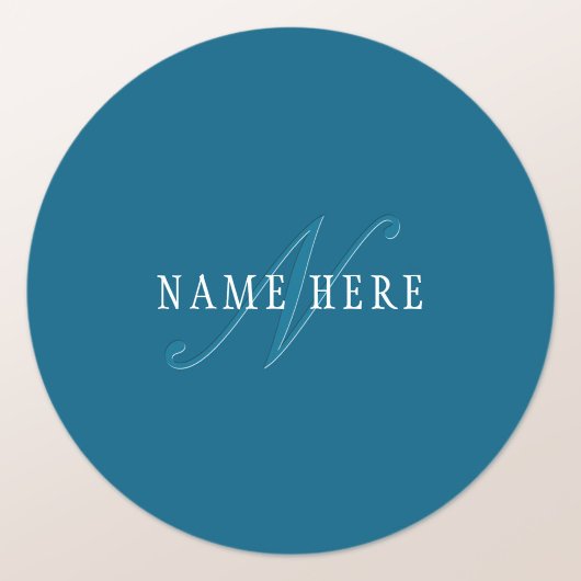 Sticker Rond Monogramme élégant | Bleu océan