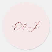 Sticker Rond Monogramme élégant chic script blush rose mariage (Devant)