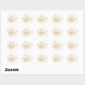 Sticker Rond monogramme élégant côtier doré (Feuille)