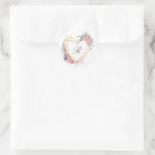 Sticker Rond monogramme élégant floral rose coeur doré (Sac)