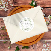Sticker Rond Monogramme Elegant Green Mariage or