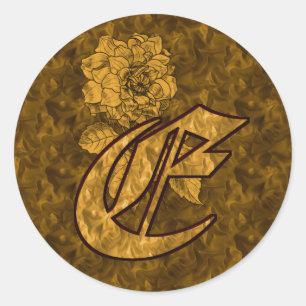 Sticker Rond Monogramme élégant Initiale E Fleur de Pivoine en