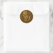 Sticker Rond Monogramme Élégant Initiale H Fleur de Pivoine en (Sac)
