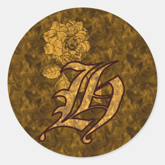 Sticker Rond Monogramme Élégant Initiale H Fleur de Pivoine en (Devant)