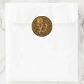 Sticker Rond Monogramme Élégant Initiale P Fleur de Pivoine en (Sac)