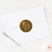 Sticker Rond Monogramme Élégant Initiale P Fleur de Pivoine en (Enveloppe)