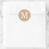 Sticker Rond Monogramme Élégant Kraft Rustique (Sac)