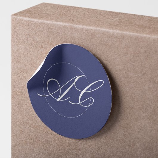 Sticker Rond Monogramme élégant mariage de marine chic
