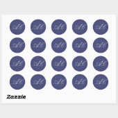 Sticker Rond Monogramme élégant mariage de marine chic (Feuille)