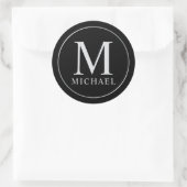 Sticker Rond Monogramme élégant noir et argent (Sac)