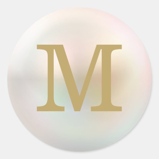 Sticker Rond Monogramme élégant or et perle (Devant)