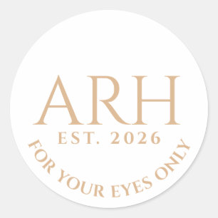 Sticker Rond Monogramme élégant Quill à trois lettres Date de c