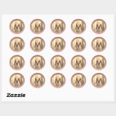 Sticker Rond Monogramme élégant rose gold (Feuille)