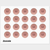 Sticker Rond Monogramme élégant rose or (Feuille)