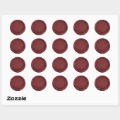 Sticker Rond Monogramme Élégant Script Mariage de cire rouge Bo (Feuille)