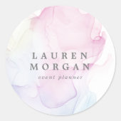 Sticker Rond Monogramme élégant transparent en soie (Devant)