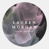 Sticker Rond Monogramme élégant transparent en soie (Devant)