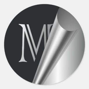 Sticker Rond Monogramme en acier "M " de peau