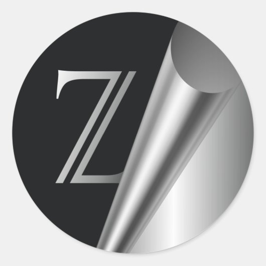 Sticker Rond Monogramme en acier "Z" (Devant)