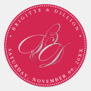 Sticker Rond Monogramme en argent PixDezine Faux (A-Z)