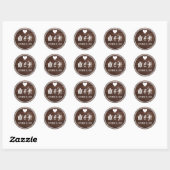 Sticker Rond Monogramme en bois rustique Date Enveloppe Sceau (Feuille)