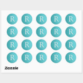 Sticker Rond monogramme en cuir synthétique turquoise (Feuille)