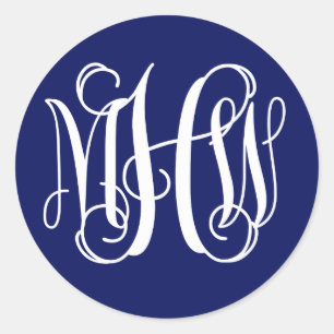 Sticker Rond Monogramme en écriture cursive de la vigne prépa b