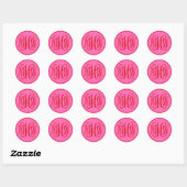 Sticker Rond Monogramme en écriture cursive de vigne rouge rose (Feuille)