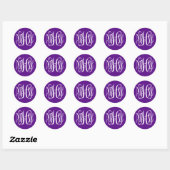 Sticker Rond Monogramme en écriture cursive violet blanc en vin (Feuille)