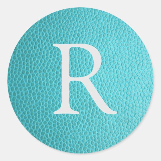 Sticker Rond monogramme en faux cuir turquoise (Devant)