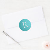 Sticker Rond monogramme en faux cuir turquoise (Enveloppe)