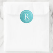 Sticker Rond Monogramme en faux cuir turquoise encerclé (Sac)