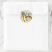STICKER ROND MONOGRAMME EN PIERRE DE BABY SHOWER JAUNE NEUTRE (Sac)