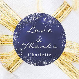 Sticker Rond Monogramme en poussière de paillettes argentées bl