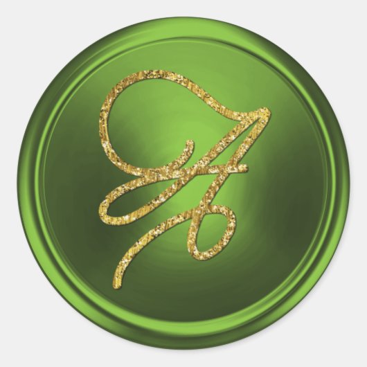 Sticker Rond Monogramme en script or TOUTES LES INITIALES Vert (Devant)