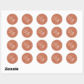 Sticker Rond Monogramme en terre cuite Simple Brown blanc Scrip (Feuille)