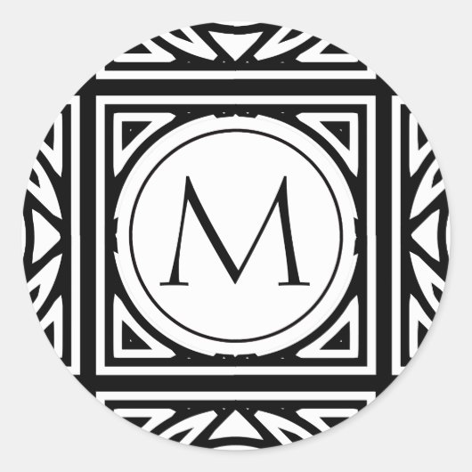 Sticker Rond Monogramme encadré (Devant)