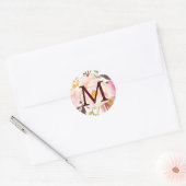 Sticker Rond Monogramme Enveloppe Phoques Rose antique (Enveloppe)