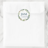 Sticker Rond Monogramme Enveloppe Phoques Vert Marine (Sac)
